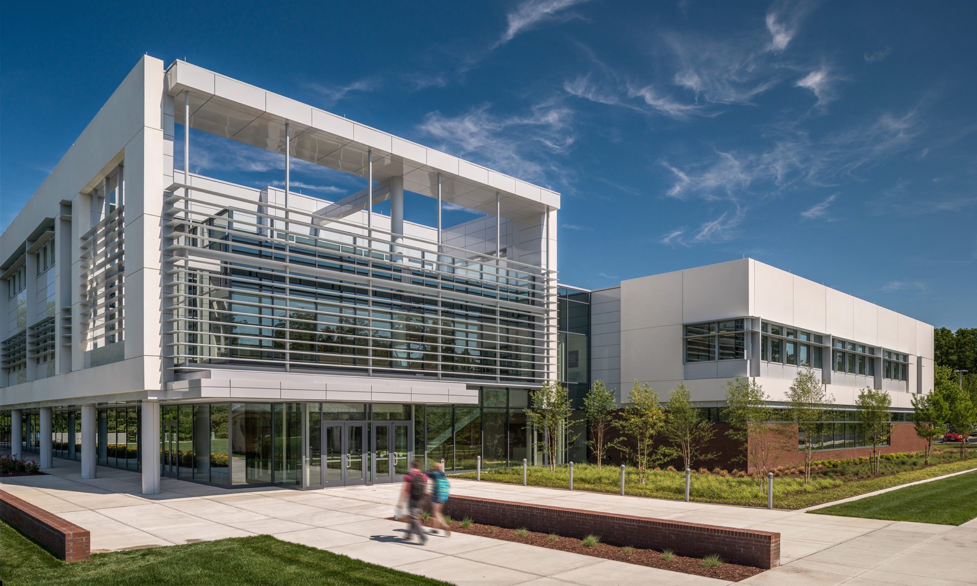 Main entry of Building T at John Tyler Community College Midlothian Campus; Architect and engineer: Clark Nexsen