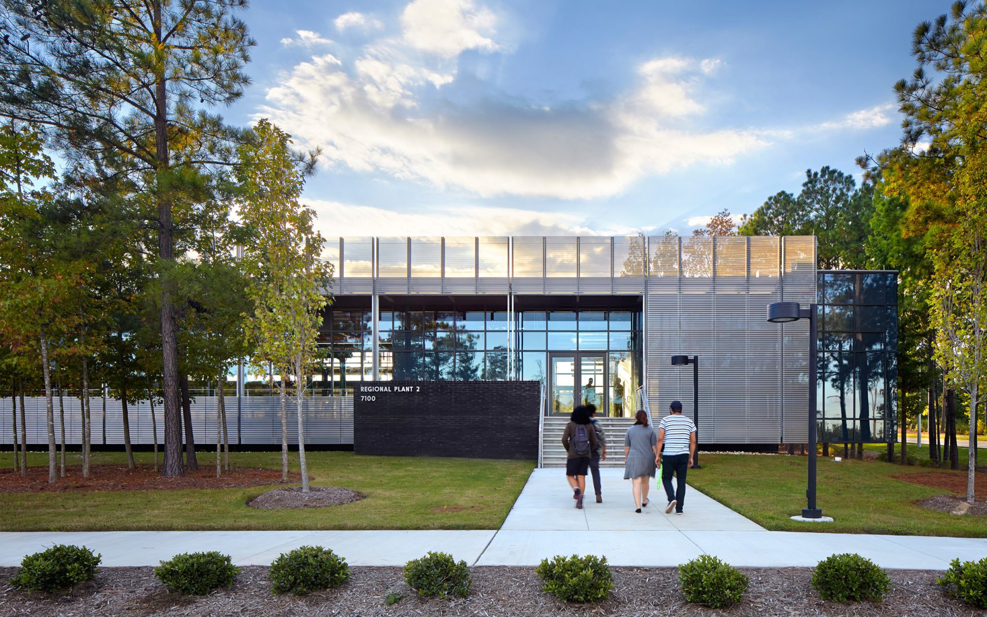 Entry approach at the Regional Plant & Teaching Facility at Wake Tech Community College in Raleigh, NC: Architect: Clark Nexsen