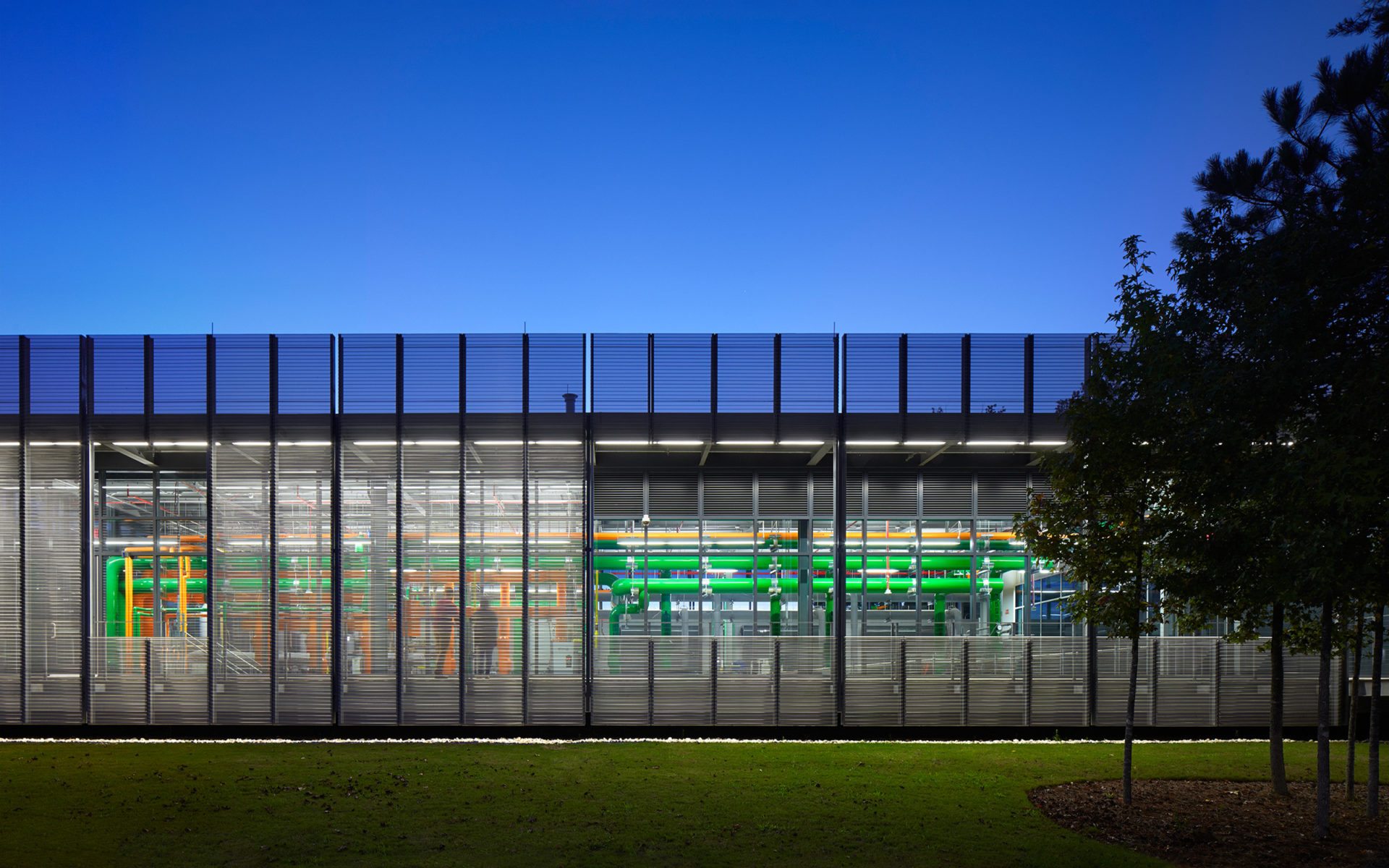 Partial south elevation at the Regional Plant & Teaching Facility at Wake Tech Community College in Raleigh, NC: Architect: Clark Nexsen