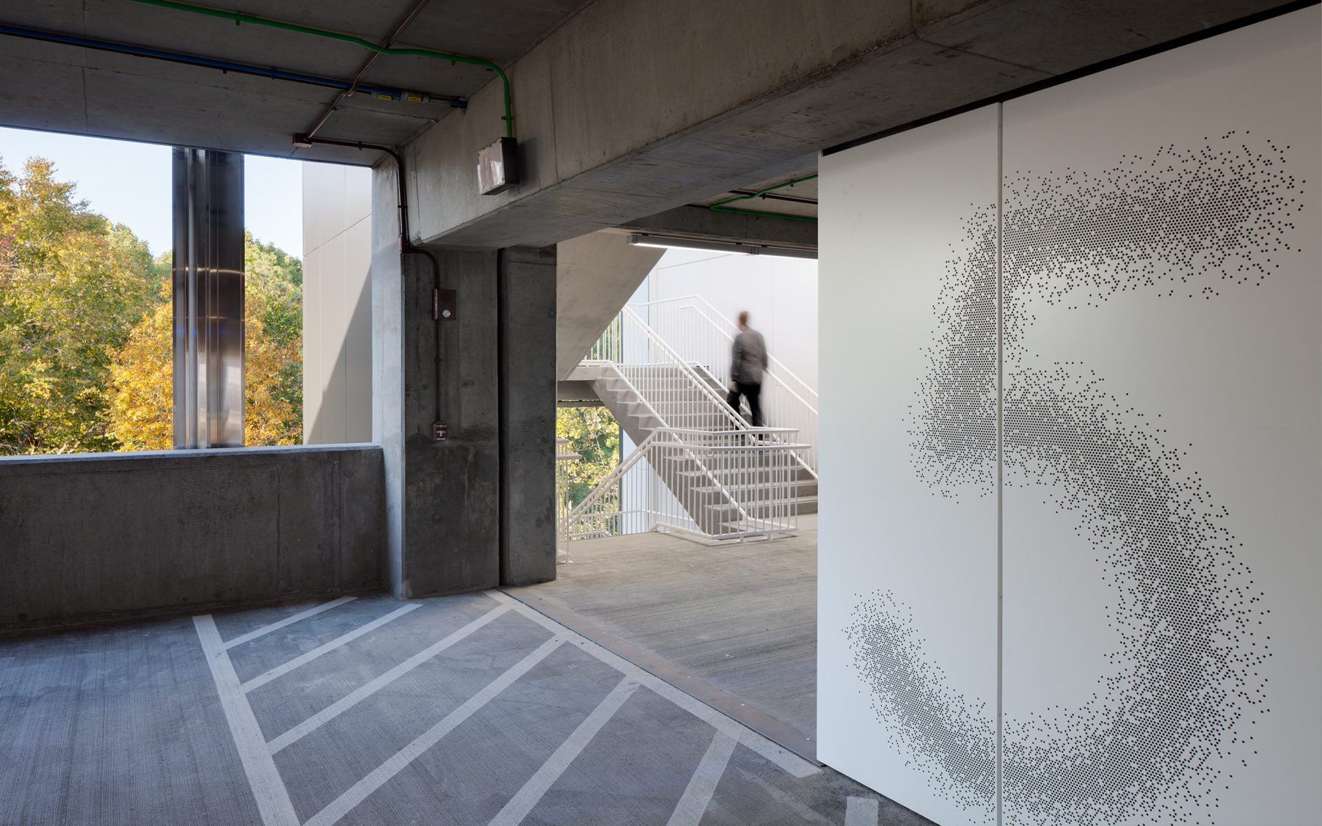 Level identification, Parking Deck 2 at Wake Tech Community College, Raleigh, NC; Architect: Clark Nexsen