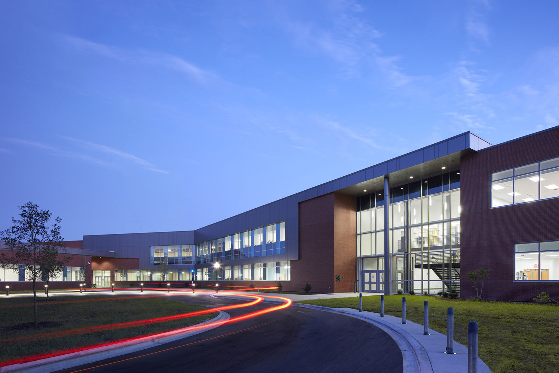 North view of the Advanced & Emerging Technologies Building (A+ET) at Cape Fear Community College in Castle Hayne, NC; Architect: Clark Nexsen