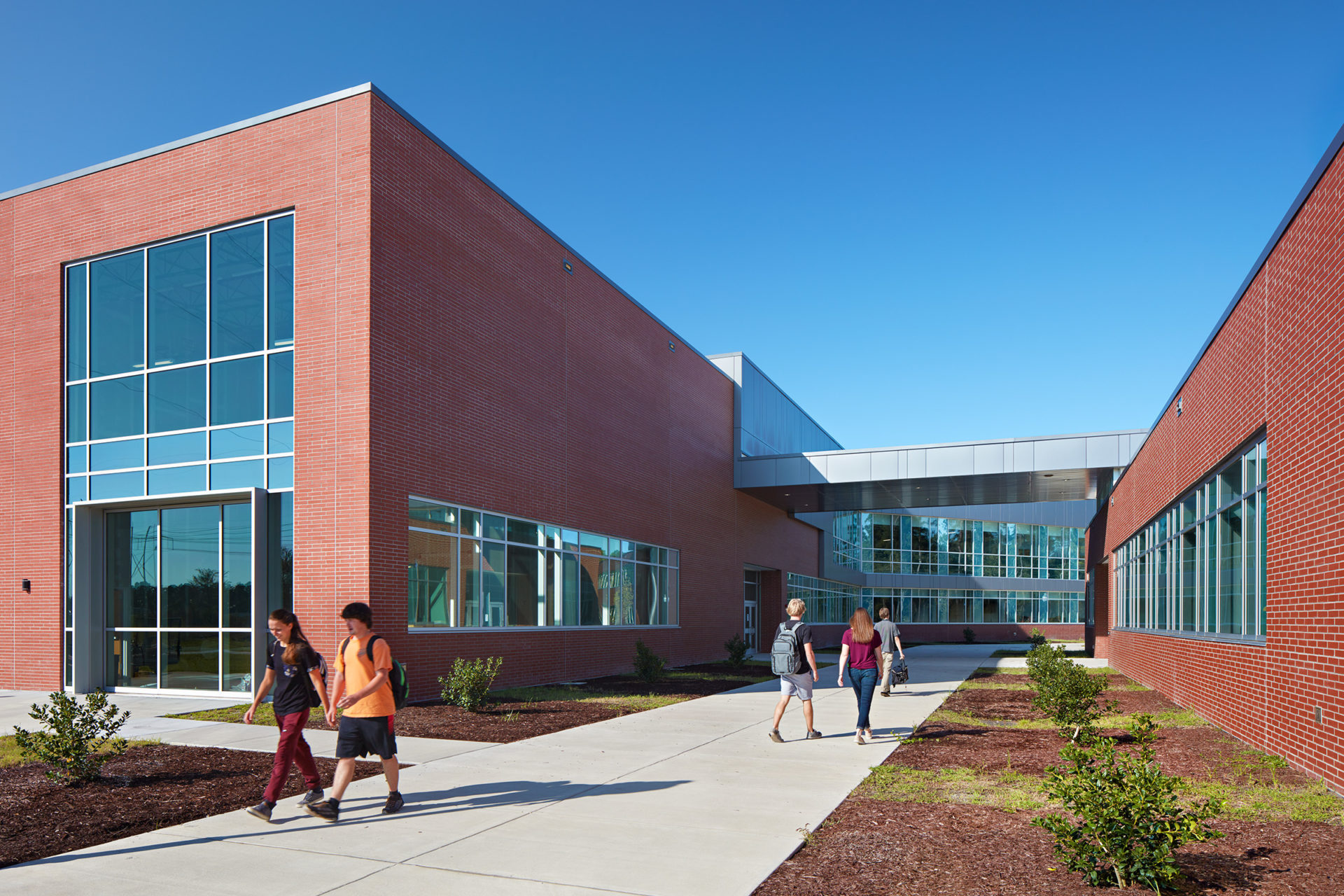 Breezeway at the Advanced & Emerging Technologies Building (A+ET) at Cape Fear Community College in Castle Hayne, NC; Architect: Clark Nexsen