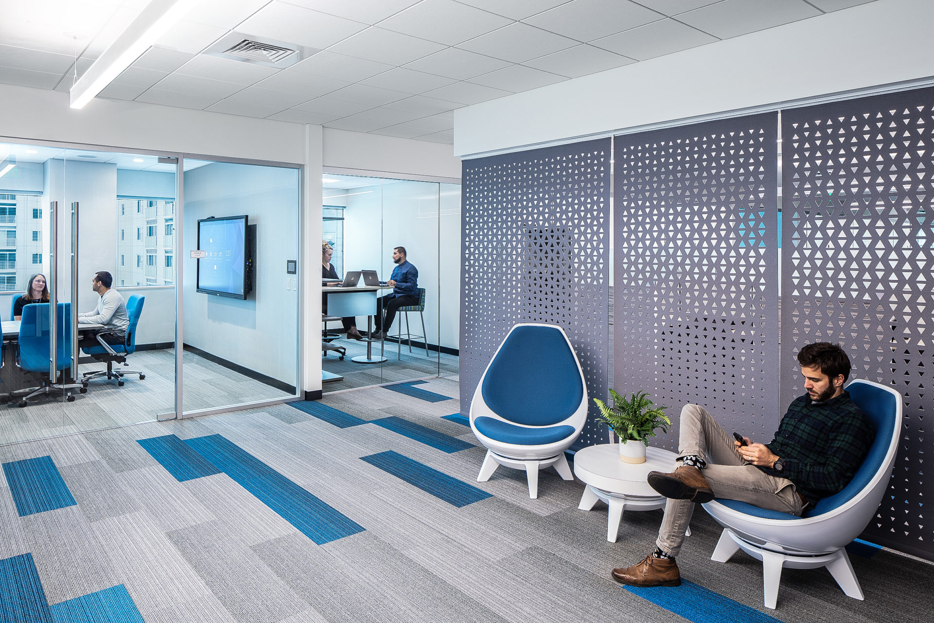 Mythics, Inc. office upfit in Virginia Beach, Virginia; Interiors by Clark Nexsen