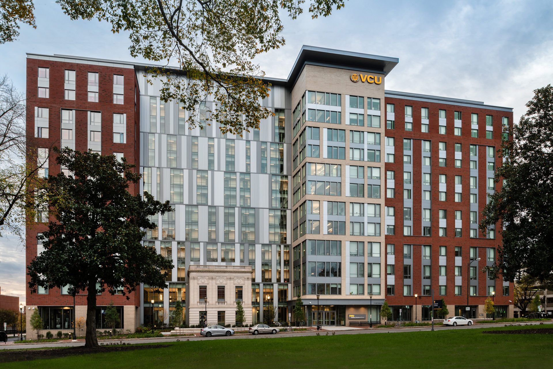 Gladding Residence Center at Virginia Commonwealth University in Richmond, Virginia; Clark Nexsen served as Architect and Engineer of Record