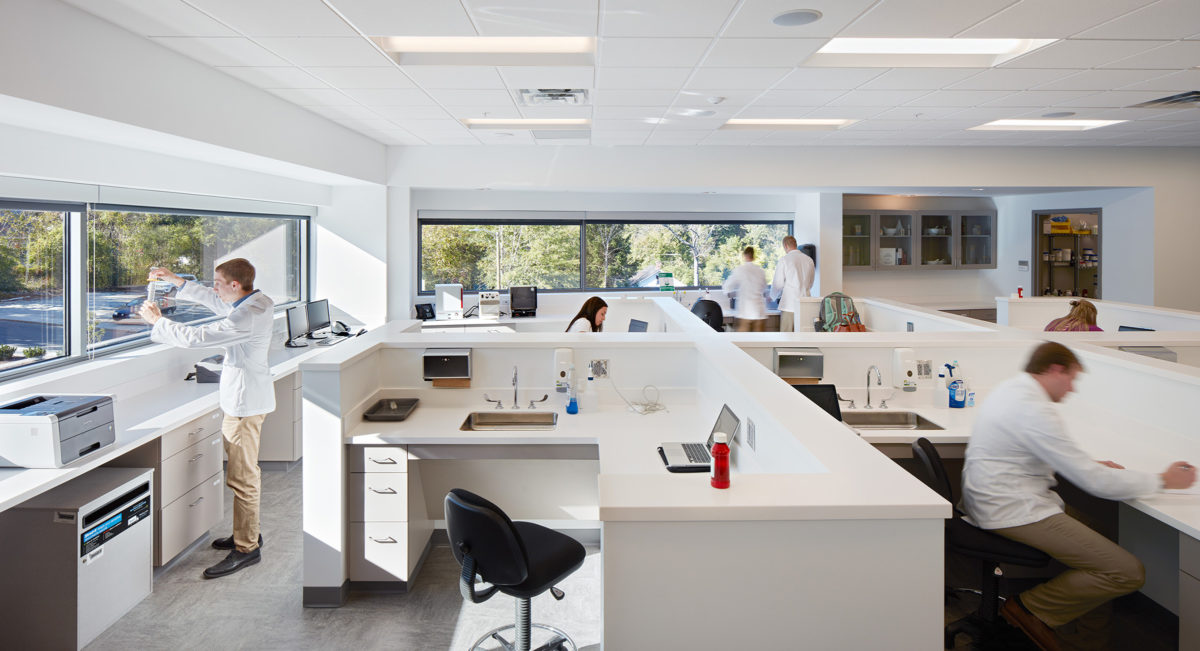 Students in Wingate’s pharmacy program experience a real-world environment with pharmaceutical workstations and lab space for compounding medications.