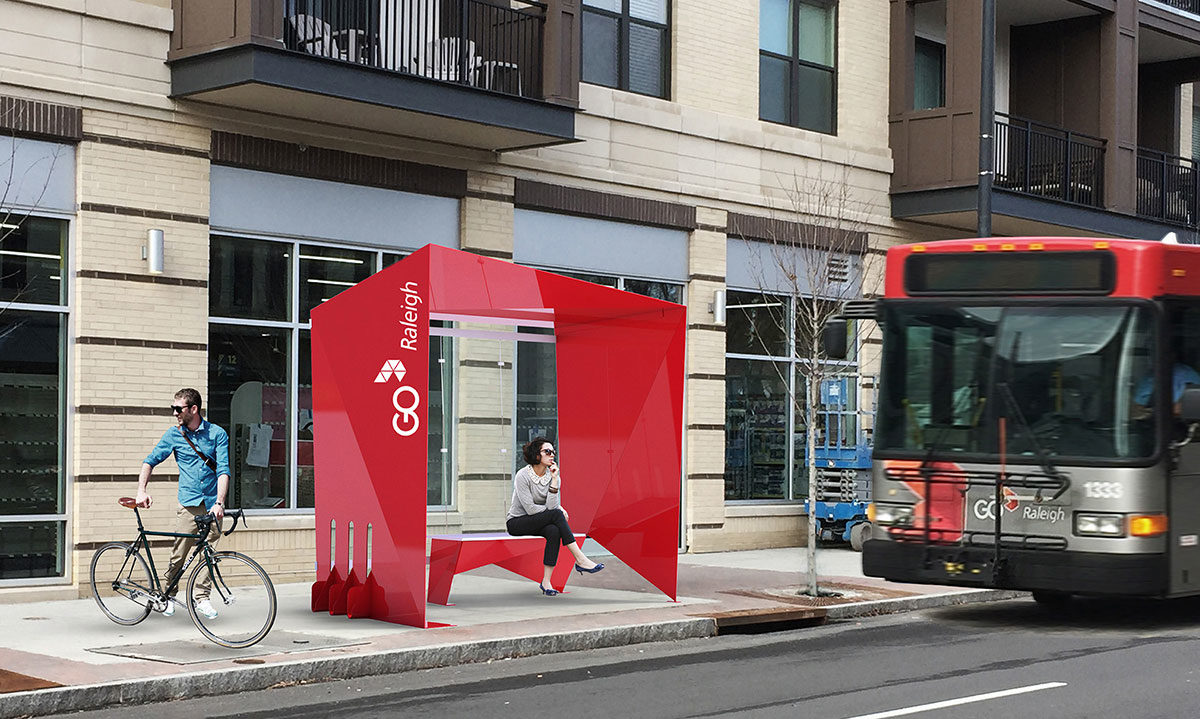 Clark Nexsen's Combustion Chamber won a design competition for a new GoRaleigh bus shelter prototype.