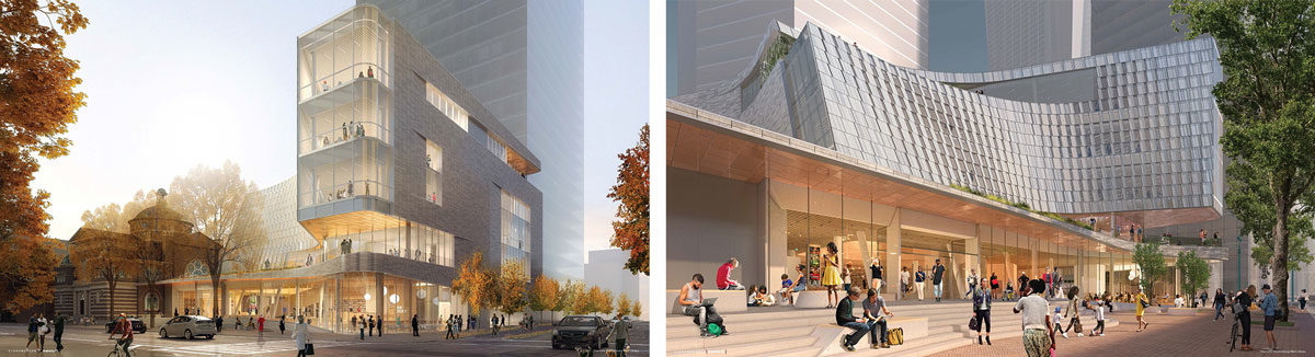 Charlotte Mecklenburg New Library in Charlotte, NC; Design Architect: Snøhetta; Architect of Record: Clark Nexsen; Rendering: LMNB