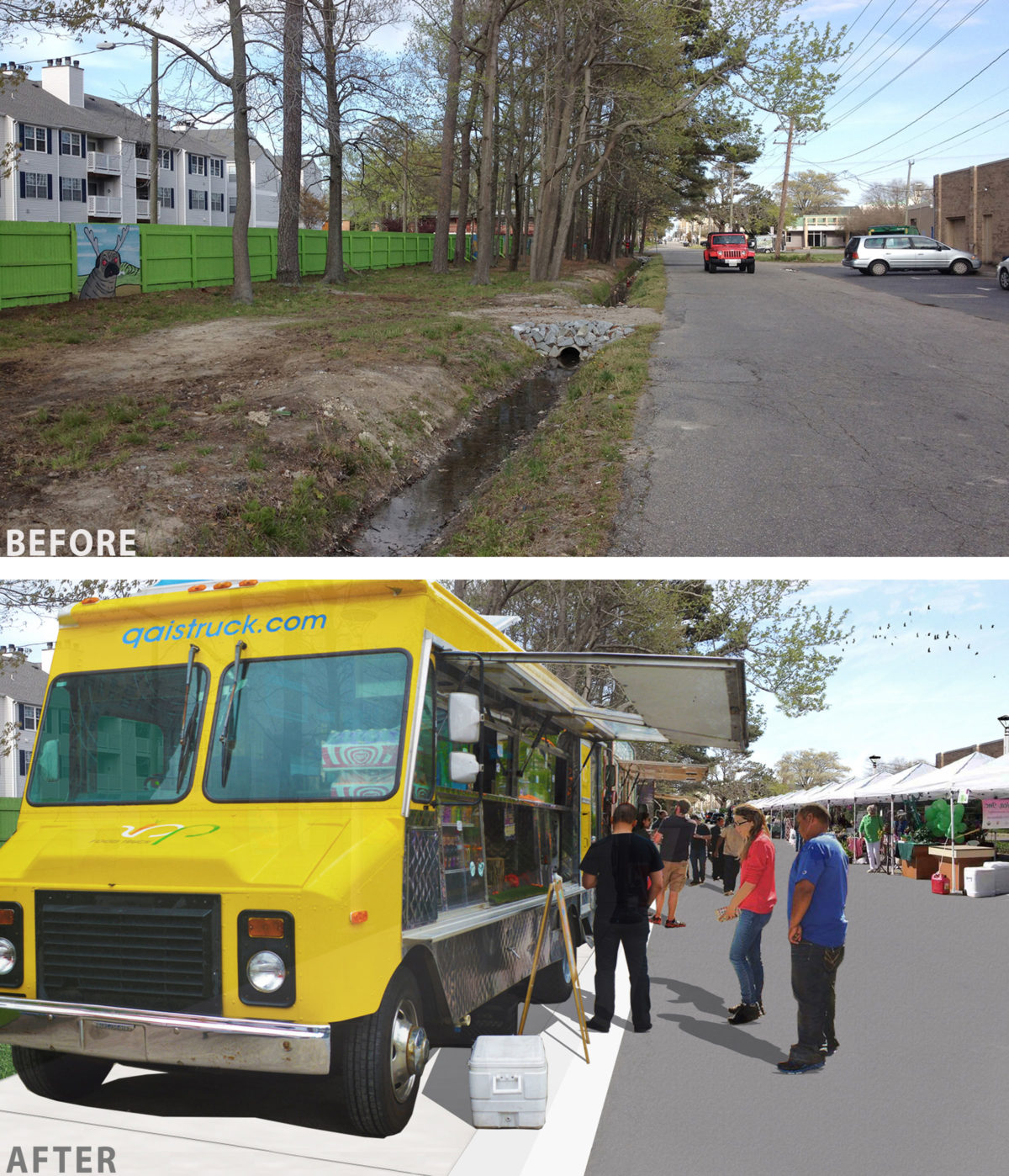 18th Street Corridor Parklet before and after