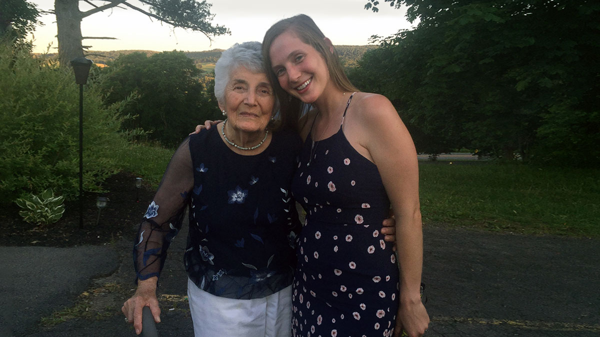 Aleta Duff with her grandmother prior to the onset of Covid-19