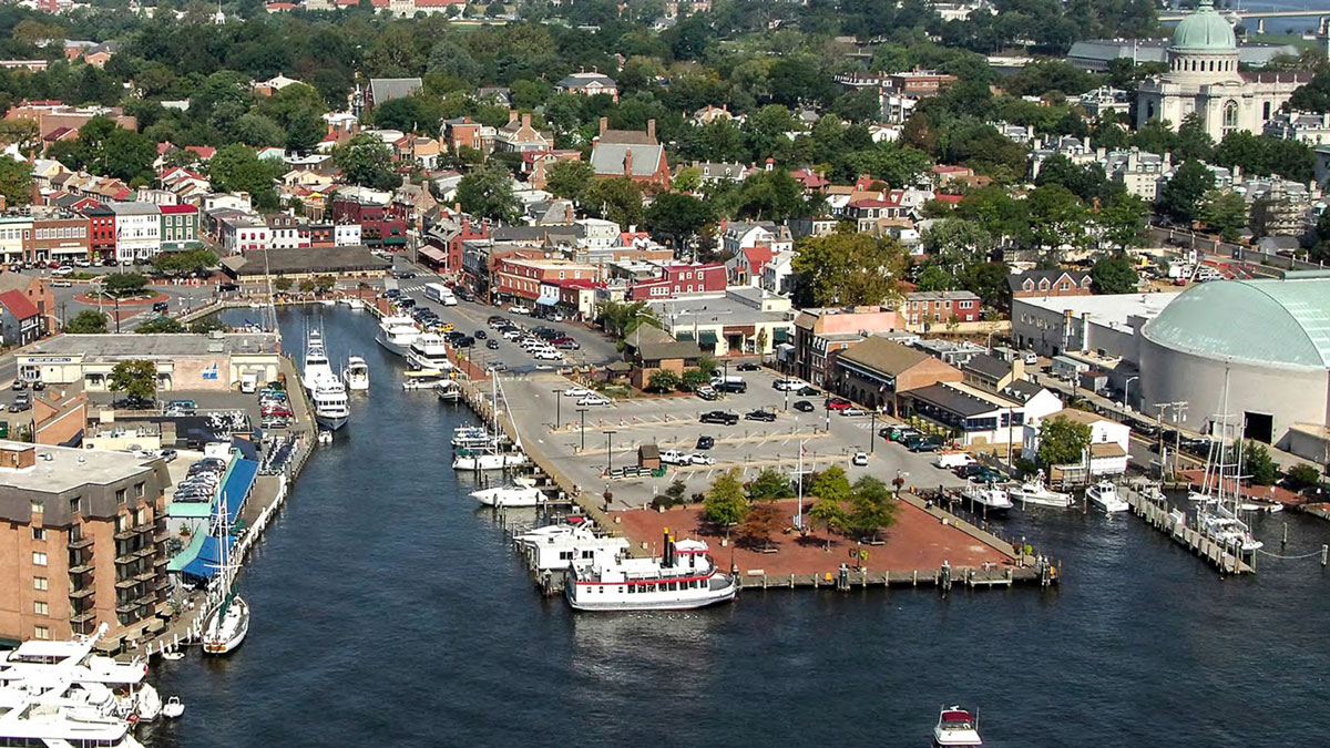 Aerial view of Annapolis City Dock