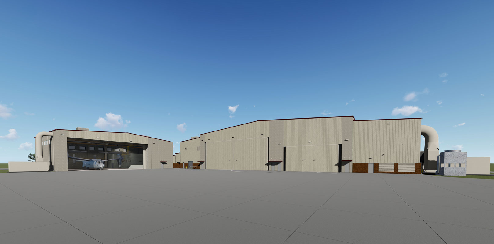 P-1035 Corrosion Control and Paint Facility at Naval Station Norfolk; rendering © Clark Nexsen