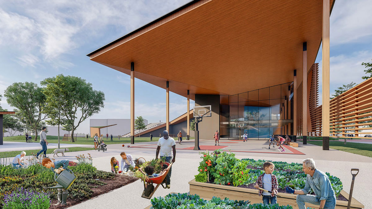 community center rendering by Clark Nexsen