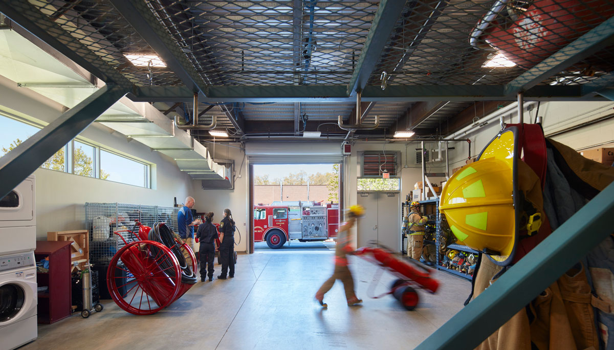 Fire protection technology space at Innovative High School.