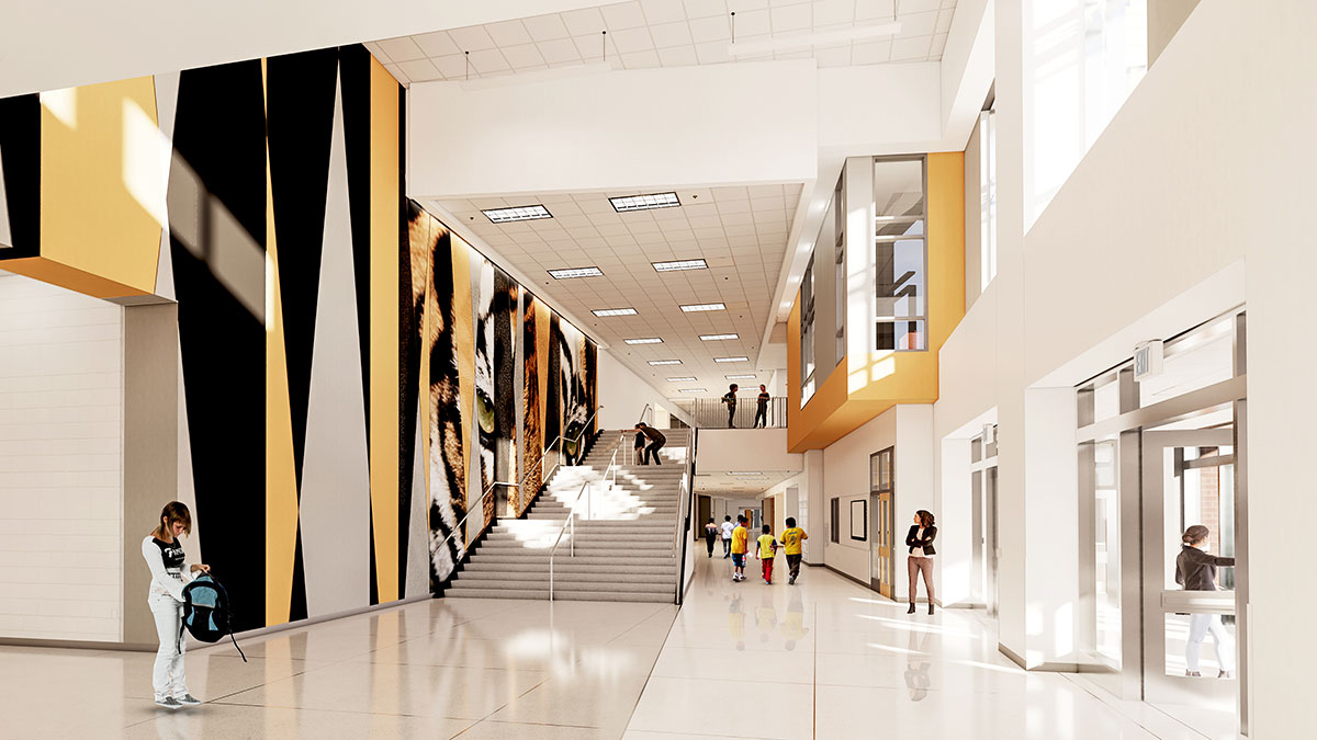 The main lobby at Fuquay-Varina Middle School in Fuquay-Varina, NC: Architect: Clark Nexsen